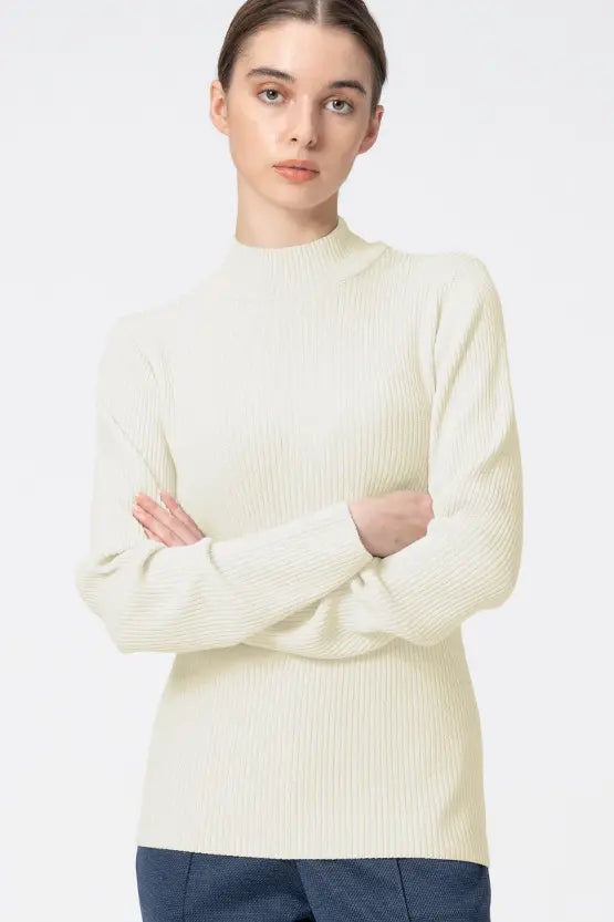 【Washable Wool Knit】High-Neck Top