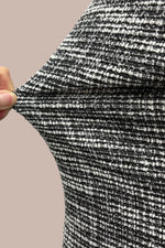 Stretch Lame Tweed: No-Collar Short Jacket