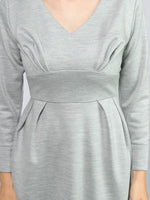 Light Grey Rich Wool Stretch V-Neck Tight Dress