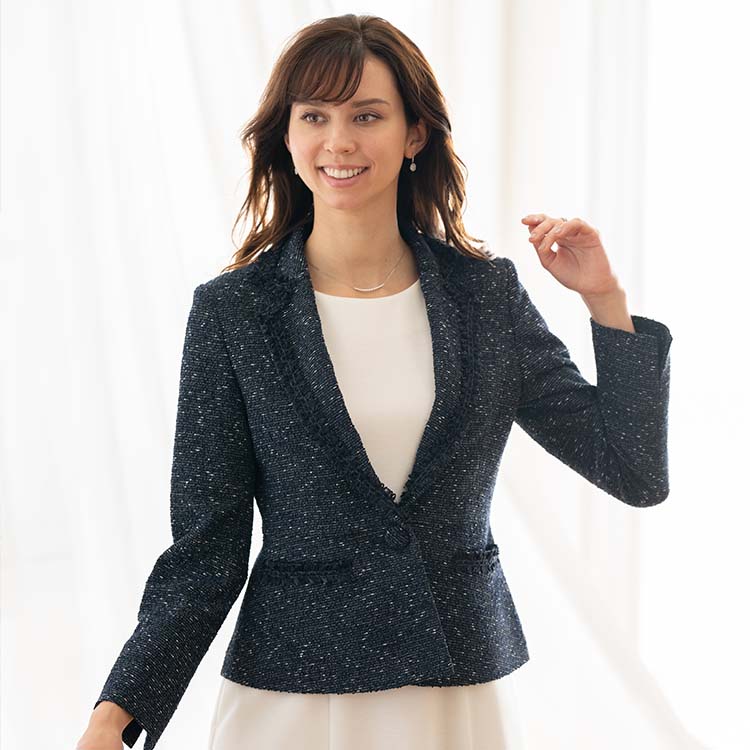 Instant glamour with stretch tweed