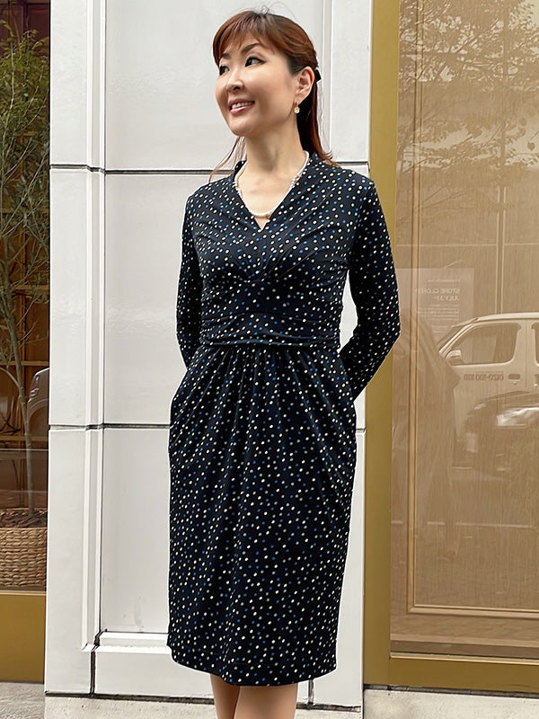 Navy Tiny Dot Shell Dress