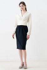 Double Jersey: Ivory X Navy Docking Shell Dress