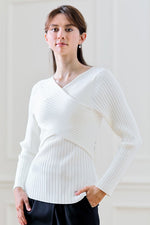Washable Knit: White Cross Knit Top