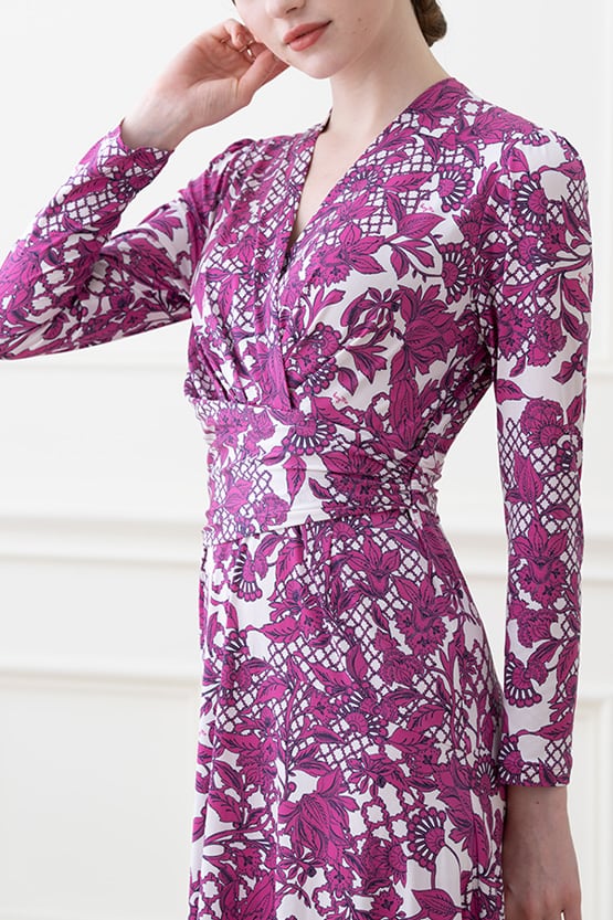 Pink Flower Wrap Dress