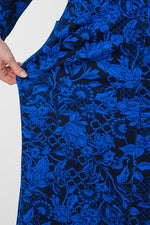 Blue Flower Ponte Shirt Dress