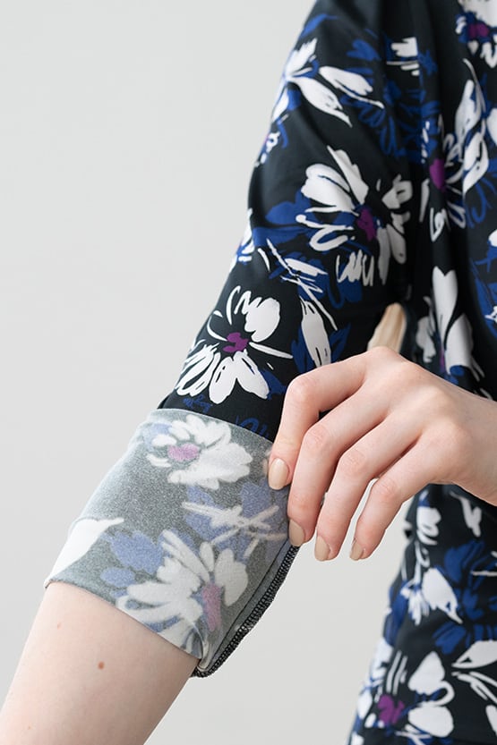 Navy Graphic Flower Cache-Coeur Dress