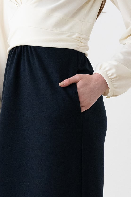 Double Jersey: Ivory X Navy Docking Shell Dress