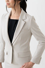 All-Season Material: Smart Stretch Greige Stretch Blazer Jacket