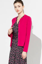 Washable Knit: Candy Pink Crew-Neck Cardigan