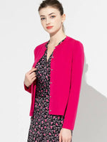 Washable Knit: Candy Pink Crew-Neck Cardigan