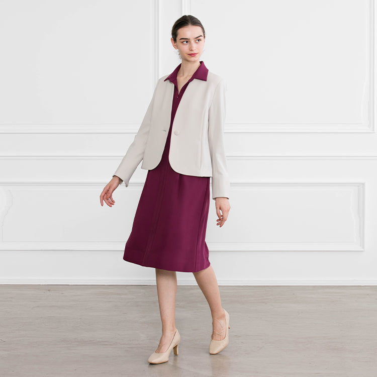 Keep it simple with a collarless jacket