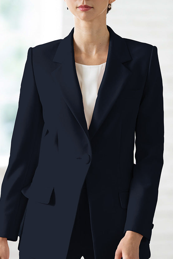 Double Jersey: Double Jersey Navy Long Sculpted Jacket