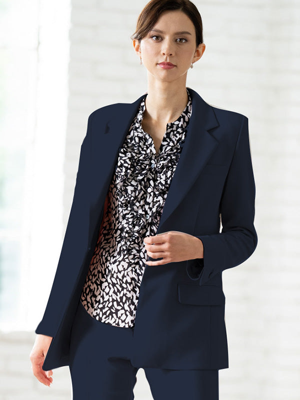 Double Jersey: Double Jersey Navy Long Sculpted Jacket