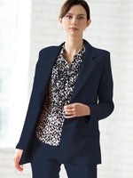 Double Jersey: Double Jersey Navy Long Sculpted Jacket