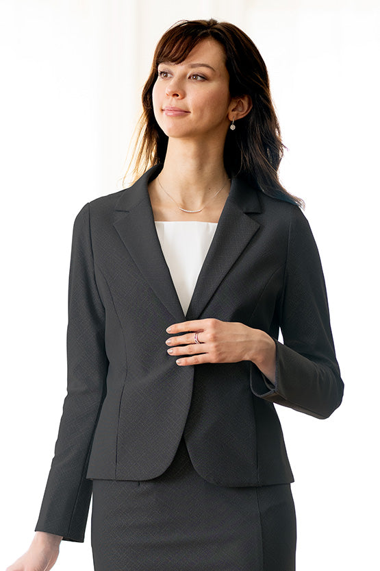 Stretch Jacquard: Black Geo Tailored Jacket