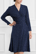 Navy Tiny Dot Cache-Coeur Dress