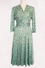 Silk-Like Green Petite Flower Cache-Coeur Dress