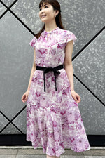 Stretch Chiffon Watercolor Mauve Long Mermaid Dress
