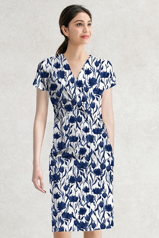 4-Way Stretch: Navy Glorious Twist Dress