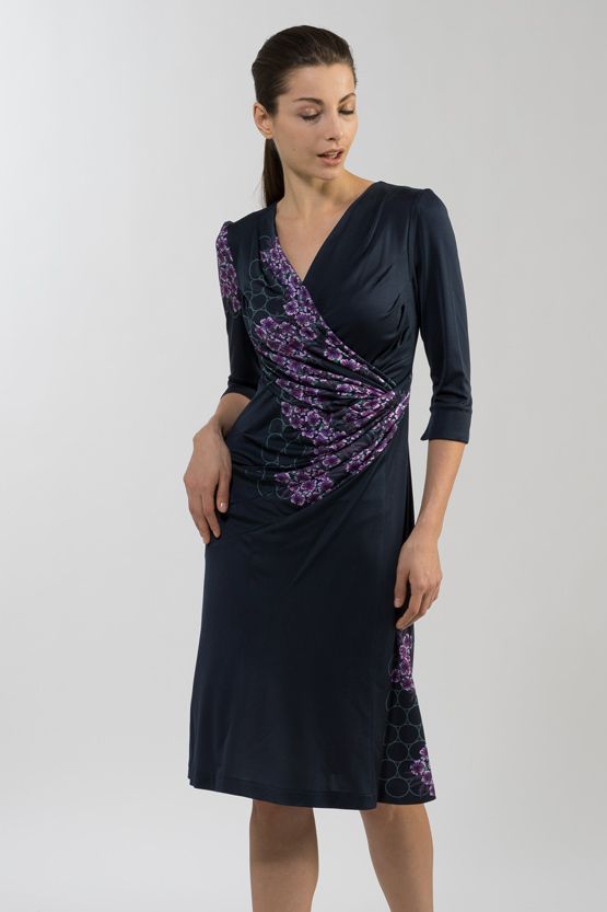 Japanese Pattern: Silk Edo Murasaki Waist-Gathered Dress