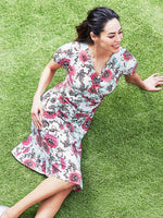 Japanese Pattern: Coral Peony Gathered Dress