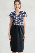 All-Season Material: Indigo Bingata X Dark Navy Docking Shell Dress