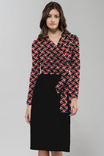 Red Fox Collared Wrap Dress