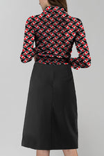 Red Fox Collared Wrap Dress