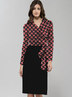 Red Fox Collared Wrap Dress