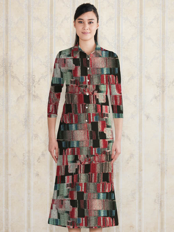 Long Length: Pink Mosaic Long Shirt Dress
