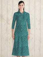 Long Length: Green Rice Shower Long Shirt Dress