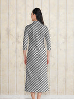 Long Length: Black Tricolor Long Shirt Dress