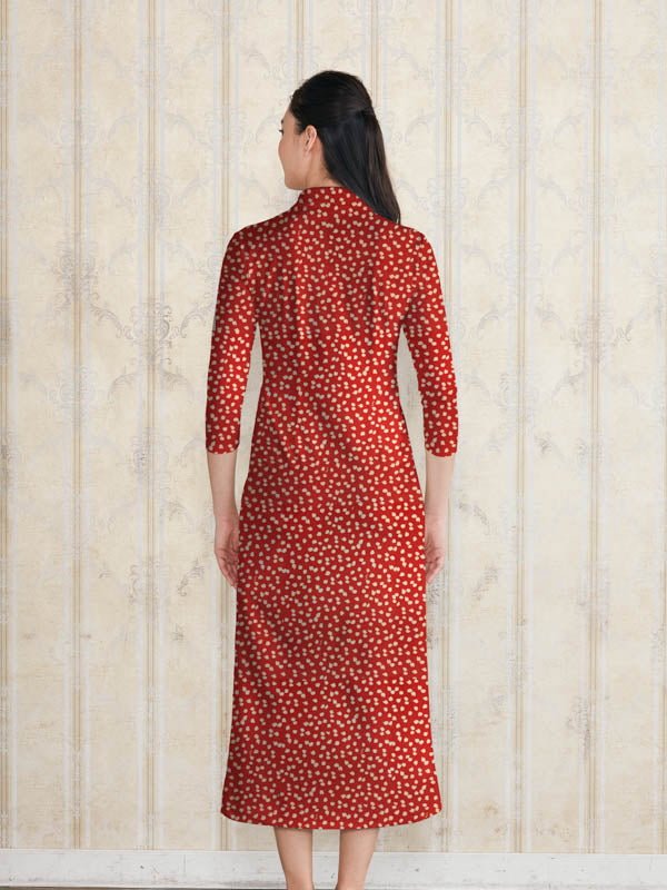 Long Length: Red Rice Shower Long Shirt Dress