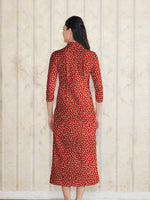Long Length: Red Rice Shower Long Shirt Dress