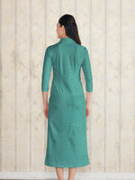 Long Length: Turquoise Crosslink Long Shirt Dress