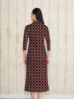 Long Length: Red Pinwheel Long Shirt Dress
