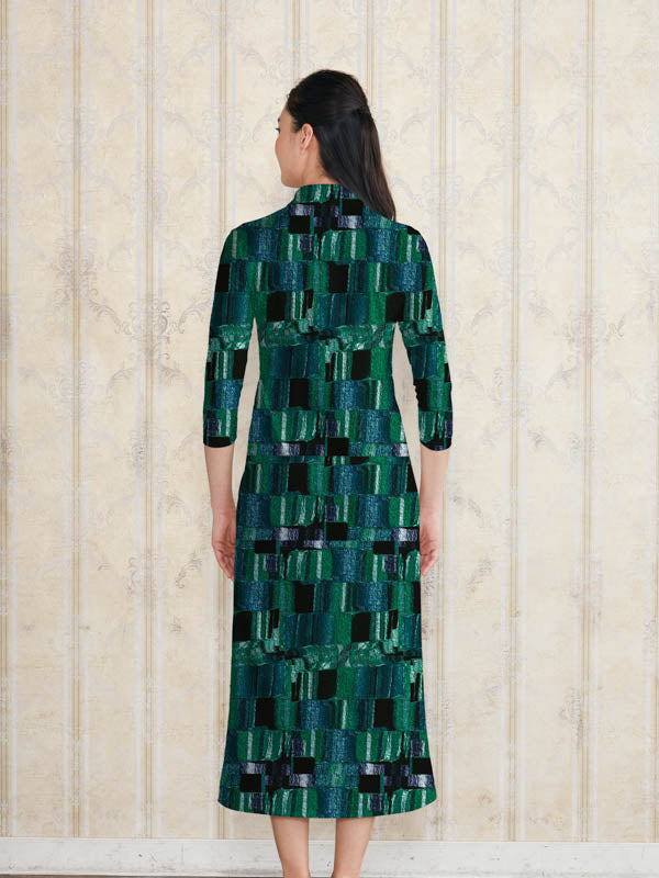 Long Length: Emerald Mosaic Long Shirt Dress