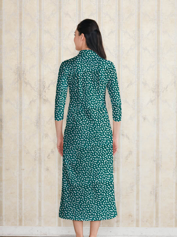 Long Length: Green Rice Shower Long Shirt Dress