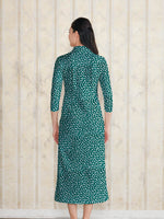 Long Length: Green Rice Shower Long Shirt Dress