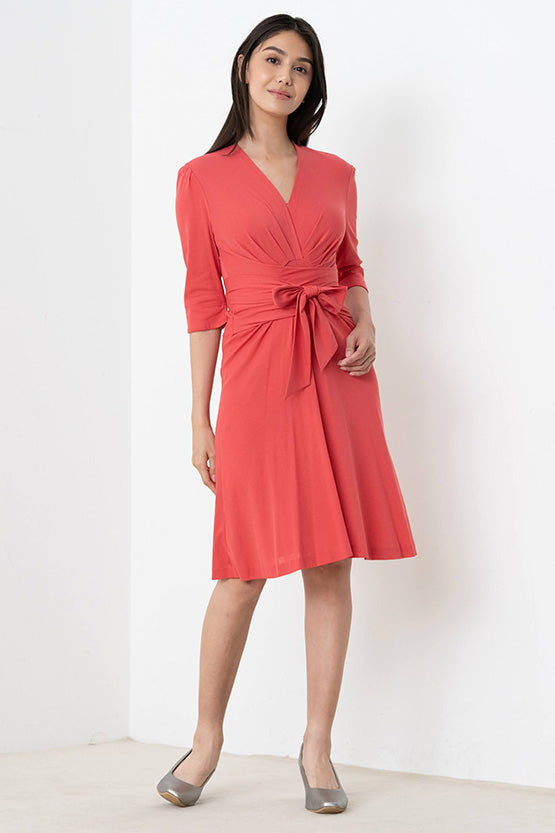 Cotton: Collarless Cache-Coeur Dress