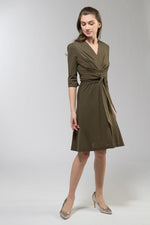 Cotton: Collarless Cache-Coeur Dress