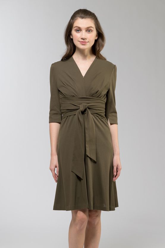Cotton: Collarless Cache-Coeur Dress