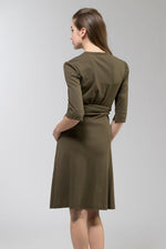 Cotton: Collarless Cache-Coeur Dress