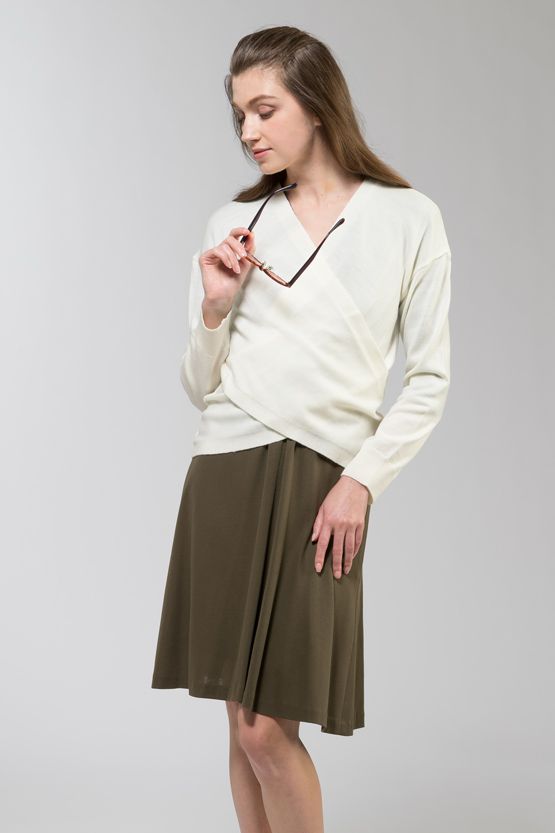 Cotton: Collarless Cache-Coeur Dress