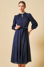 Stretch Chiffon: Navy Long Mermaid Dress