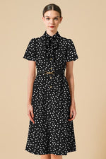 Stretch Chiffon: Monotone Large Dot Dramatic Dress