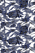 All-Season Material: Indigo Bingata X Dark Navy Docking Shell Dress