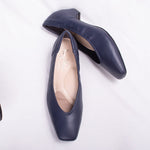 Navy Vegan Leather Fluffy Flats