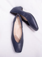 Navy Vegan Leather Fluffy Flats