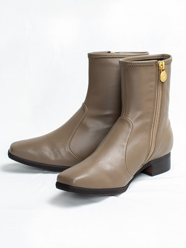 Milk Chocolate Vegan Leather Fluffy Flat Boots